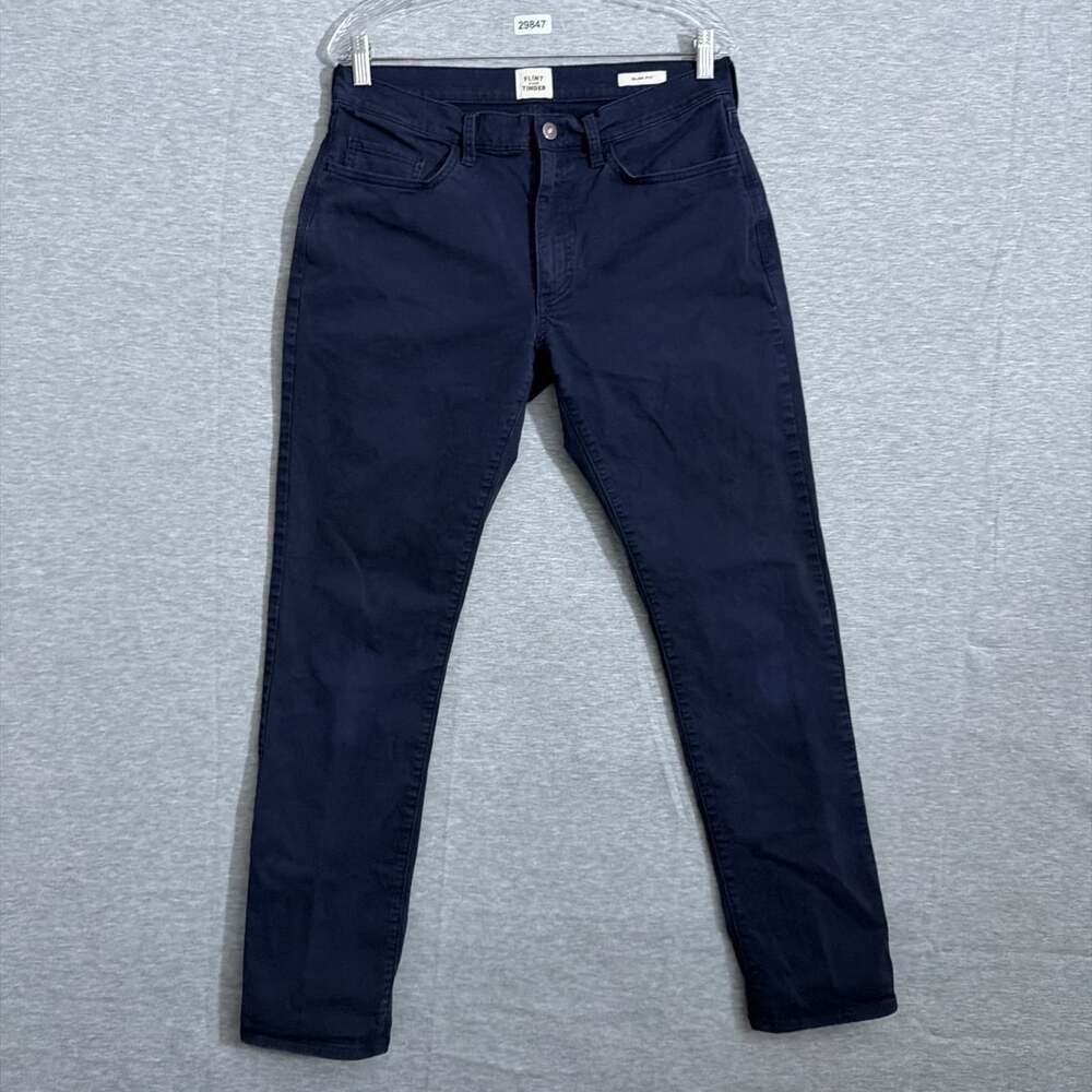 Flint And Tinder Men's Size 32x32 Navy Blue 365 Cotton Straight Slim Fit Pants